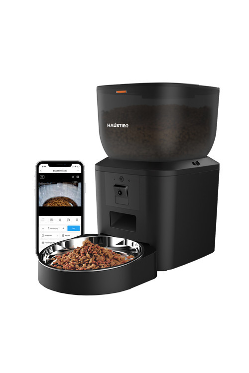 QQ029 Kameralı 1080P Gece Görüş, Akıllı Otomatik Kedi Köpek Mama Kabı, 2.4Ghz/5Ghz, 4Lt, Metal Kase