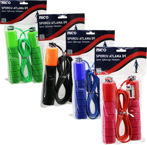 SAYAÇLI RENKLİ SİLİKON İP ATLAMA İPİ SÜNGERLİ RENKLİ PLASTİK TUTACAK (2818)
