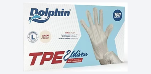 Dolphin TPE Eldiven Krem Large 100’lü 5 Paket