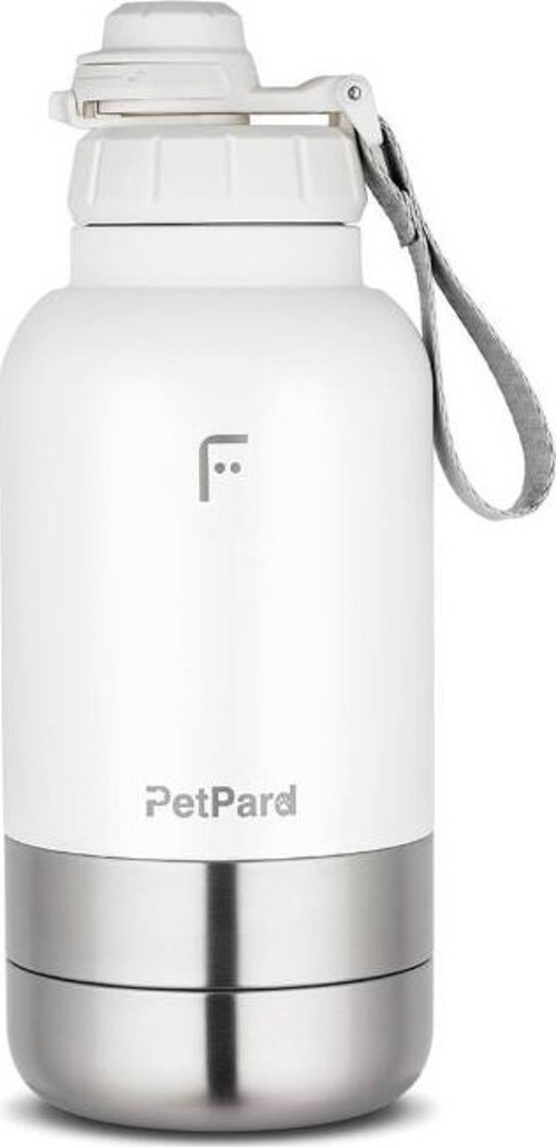 PetPard 3 in 1 Kedi & Köpek Mama Kapları ve Paslanmaz Çelik Termos, 1 Litre, Beyaz
