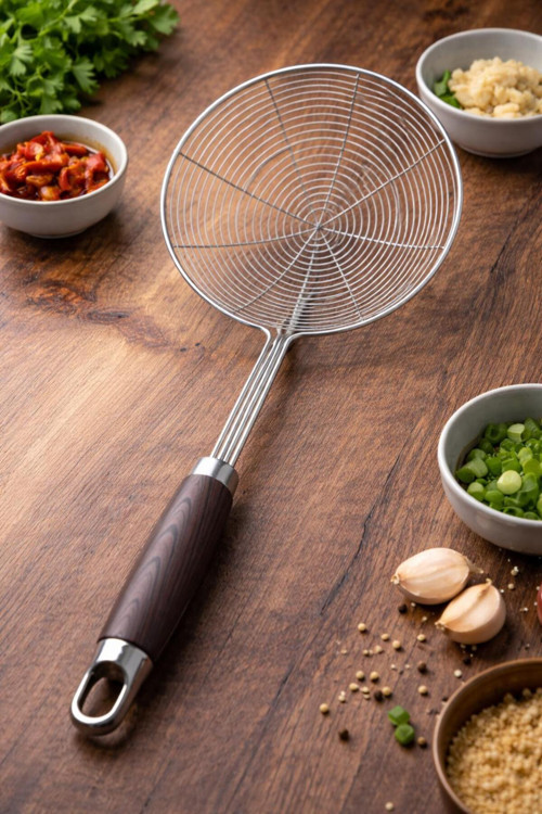 Paslanmaz Çelik Kızartma Kevgiri, Yağ Süzgeci, Çelik Tel Kepçe Büyük boy 15 cm