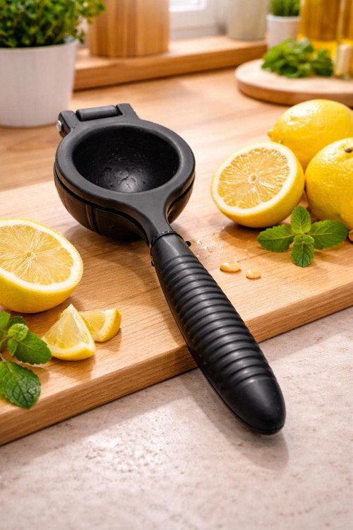 Siyah Lüks Döküm Limon Narenciye Sıkacağı - Pratik Ve Dayanıklı Gövde