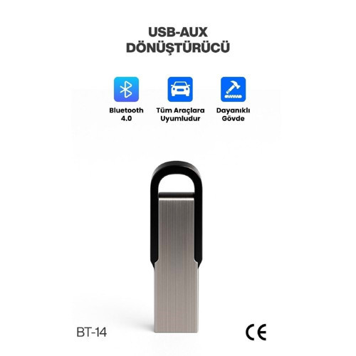 BT-14 Araç Teyp Bluetooth Çevirici Usb Dönüştürücü USB‑AUX Araç İçi Alıcı