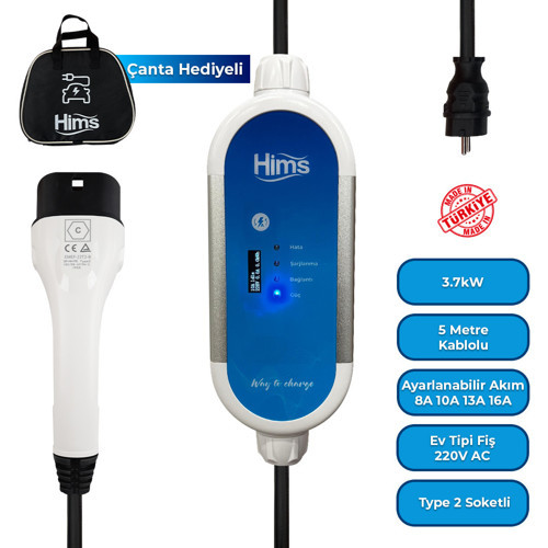 HCTK-G-3 3.7kW Ev Tipi Taşınabilir Elektrikli Araç Şarj Cihazı