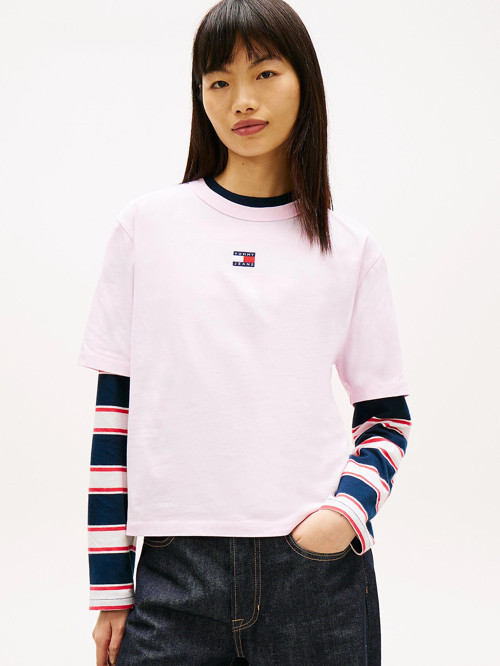 TJW Kutulu Kesim Amblemli Kadın Pembe T-shirt DW0DW22202TN9