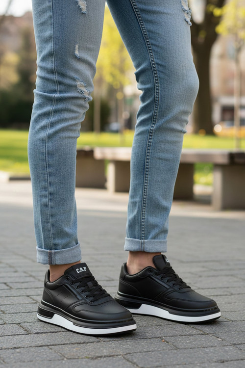 2040 Erkek Klasik Sneaker Siyah - Beyaz