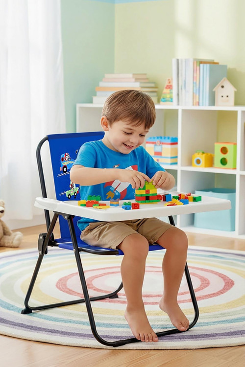 Kids 2–6 Yaş, RACE CAR Katlanır Oyun Aktivite Masası, Tak-Çıkar Masa ile-MAVİ