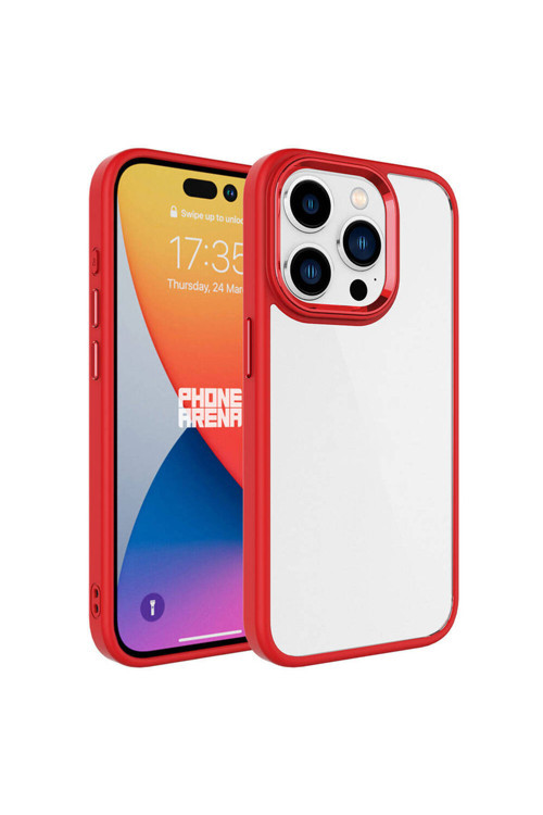 İphone 15 Pro Max Uyumlu Klfs Krom Kılıf-Kırmızı