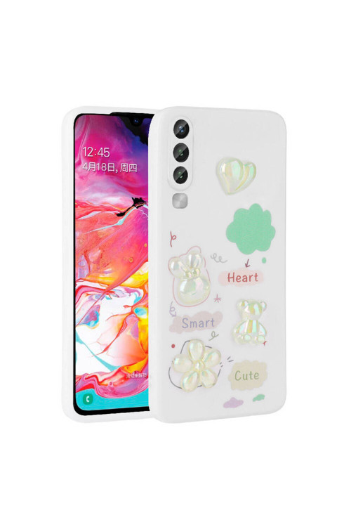 Galaxy A70 Kılıf Kabartma Figürlü Parlak Klfs Toys Silikon Kapak - Beyaz