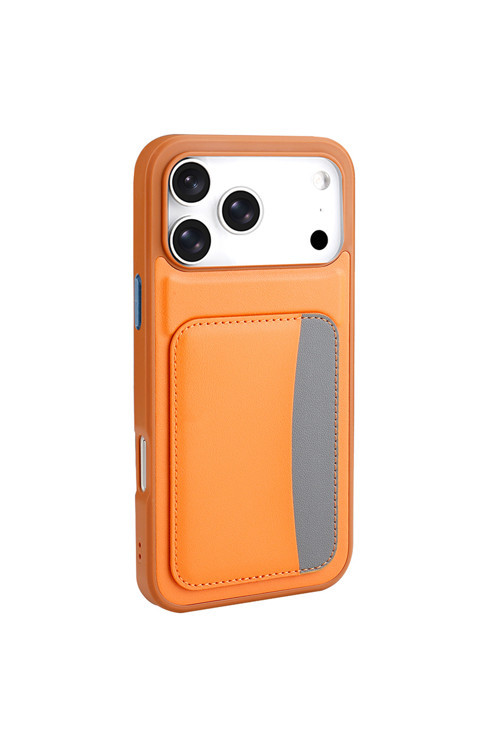 İphone 17 Pro Kılıf Kartlıklı Zore X-Kart Silikon Kapak - Turuncu