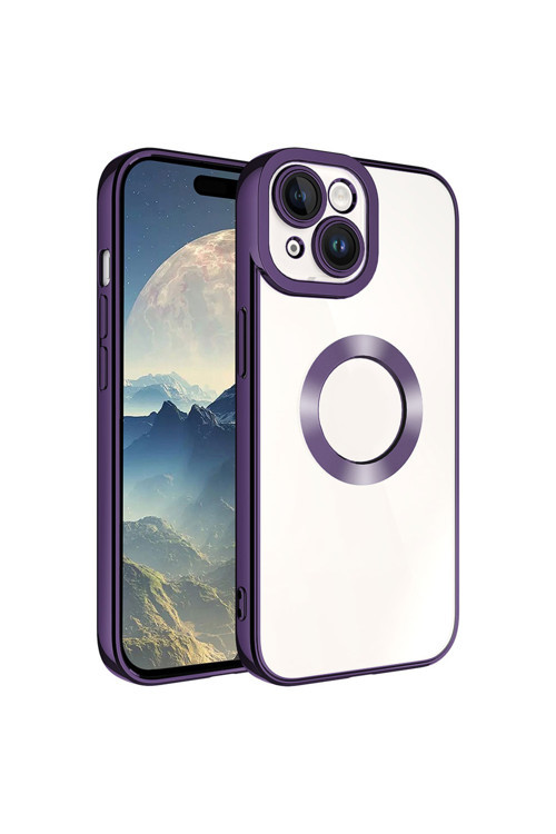 İphone 15 Uyumlu Kamera Korumalı Logo Gösteren Klfs Omega Kılıf-Derin Mor