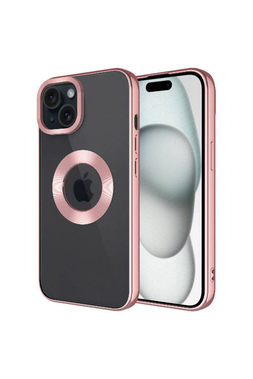 İphone 15 Uyumlu Kamera Korumalı Logo Gösteren Klfs Omega Kılıf-Rose Gold