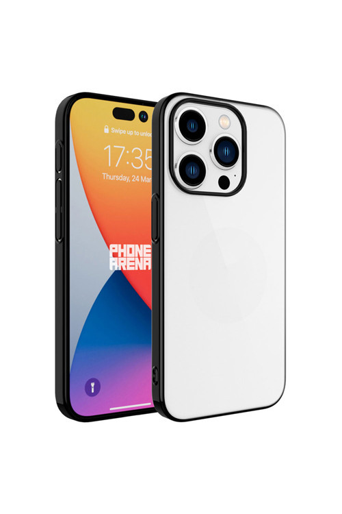 İphone 15 Pro Uyumlu Sert Pc Renkli Çerçeveli Klfs Riksos Kılıf-Siyah