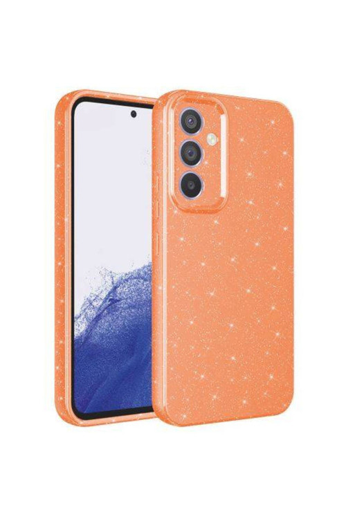 Galaxy A14 Kılıf Kamera Korumalı Simli Lüks Klfs Koton Kapak - Turuncu