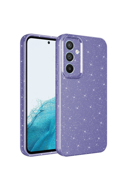 Galaxy A14 Kılıf Kamera Korumalı Simli Lüks Klfs Koton Kapak - Mor