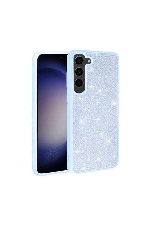 Galaxy S23 Uyumlu Parlak Taşlı Tasarım Klfs Ston Kılıf-Mavi Açık