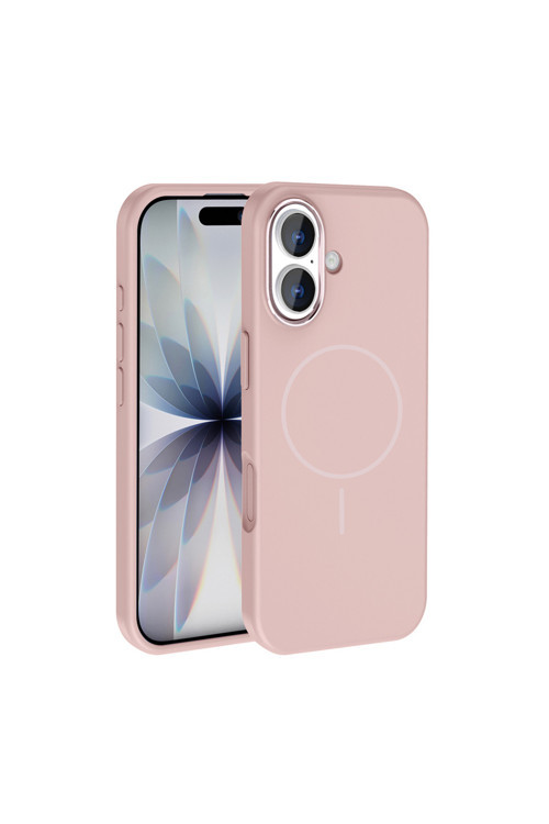 İphone 17 Kılıf M-Safe Şarj Özellikli Metal Kamera Çerçeveli Zore Edi Silikon Kapak - Rose Gold
