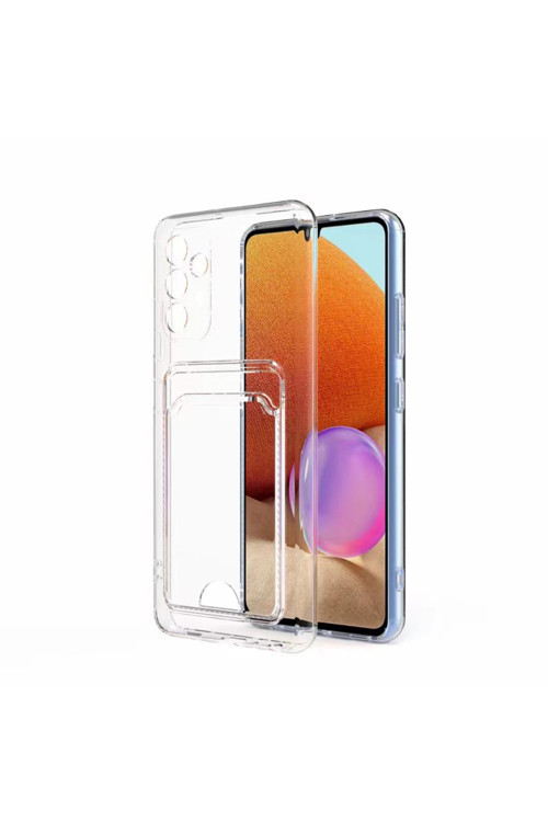 Galaxy A14 Kılıf Kartlıklı Şeffaf Klfs Setra Clear Silikon Kapak - Renksiz