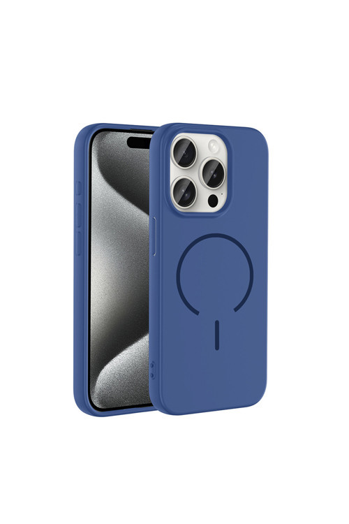 İphone 15 Pro Max Kılıf M-Safe Şarj Özellikli Klfs Meta Kapak - Lacivert