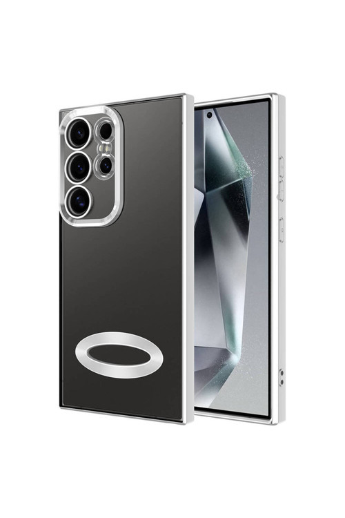 Galaxy S24 Ultra Kılıf Kamera Korumalı Logo Gösteren Klfs Omega Kapak - Gümüş