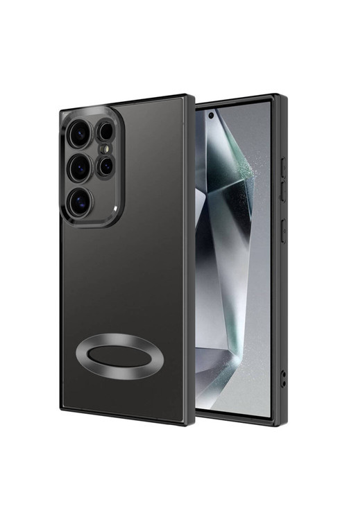 Galaxy S24 Ultra Kılıf Kamera Korumalı Logo Gösteren Klfs Omega Kapak - Siyah