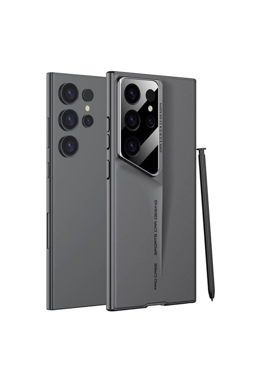 Galaxy S23 Ultra Kılıf Ultra İnce Kamera Korumalı Sert Rubber Klfs Procase Kapak-Gri
