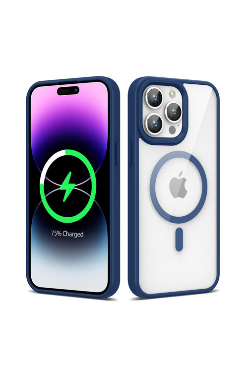 İphone 14 Pro Max Uyumlu Magsafe Wireless Şarj Özellikli Silikon Klfs Ege Kılıf-Lacivert