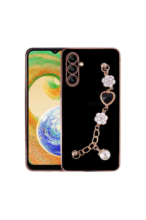 Galaxy A04S Kılıf El Tutamaçlı Kamera Korumalı Klfs Taka Silikon Kapak - Siyah