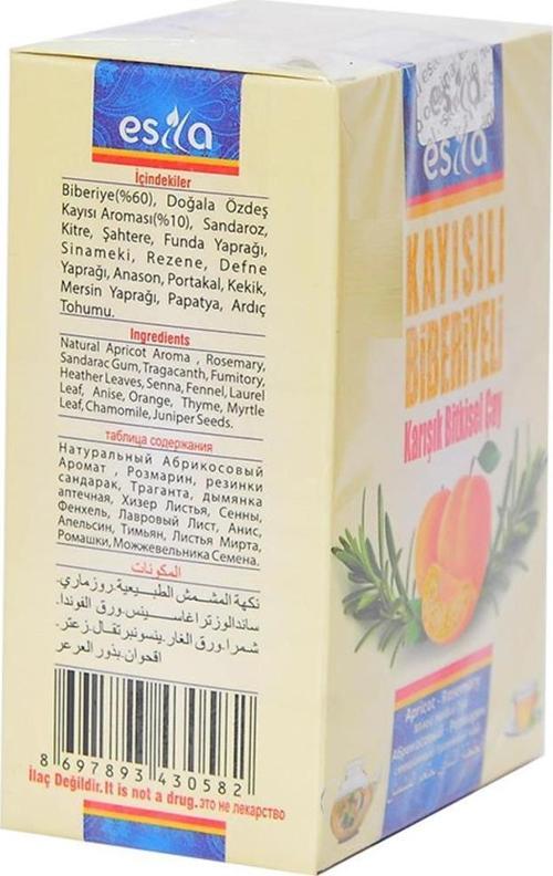 Kayısılı Biberiyeli Karışık Bitkisel Süzen Poşet Çay 45x2G