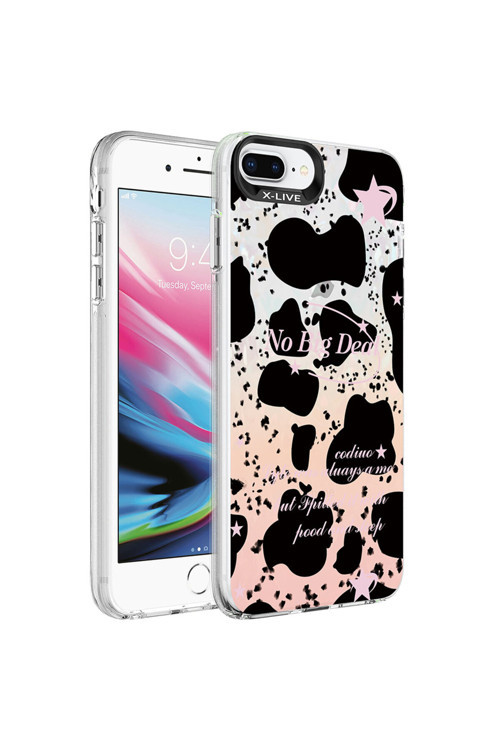 İphone 7 Plus Kılıf Mermer Desenli Klfs Marbello Kapak - Siyah-Beyaz