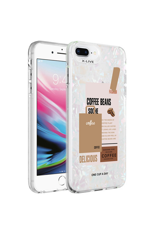 İphone 7 Plus Kılıf Mermer Desenli Klfs Marbello Kapak - Kahverengi