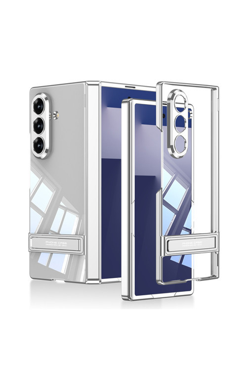 Galaxy Z Fold 7 Kılıf Kamera Korumalı Şeffaf Tasarımlı Zore Lego Standlı Kapak - Gümüş