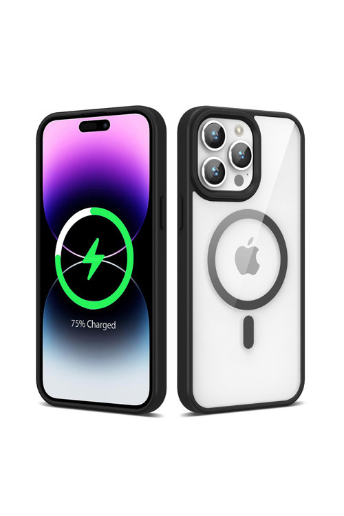İphone 14 Pro Max Uyumlu Magsafe Wireless Şarj Özellikli Silikon Klfs Ege Kılıf-Siyah