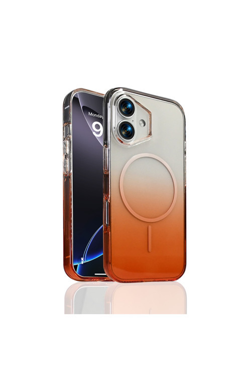 İphone 17 Kılıf M-Safe Şarj Özellikli Zore Septik Silikon Kapak - Turuncu