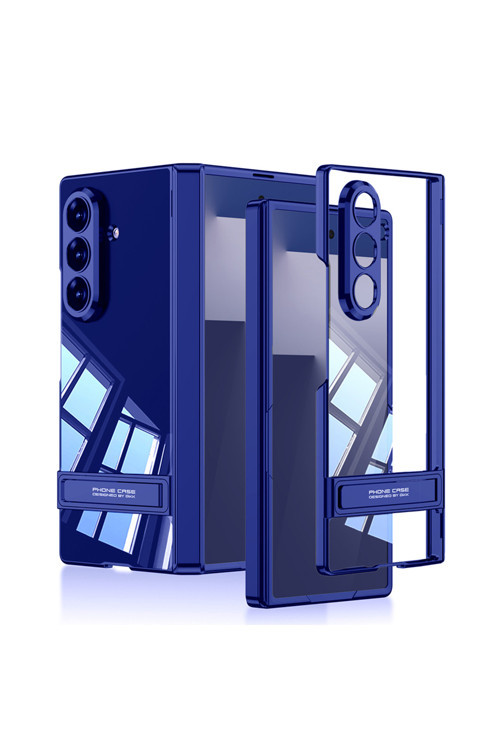 Galaxy Z Fold 7 Kılıf Kamera Korumalı Şeffaf Tasarımlı Zore Lego Standlı Kapak - Lacivert