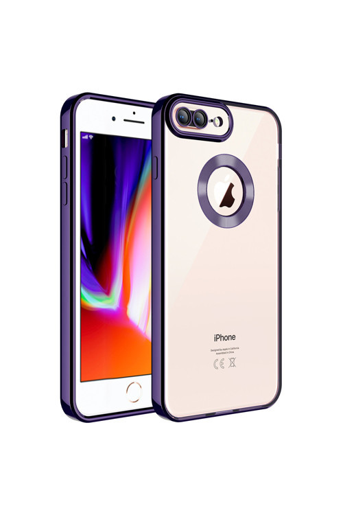 İphone 7 Plus Kılıf Kamera Korumalı Logo Gösteren Klfs Omega Kapak - Derin Mor