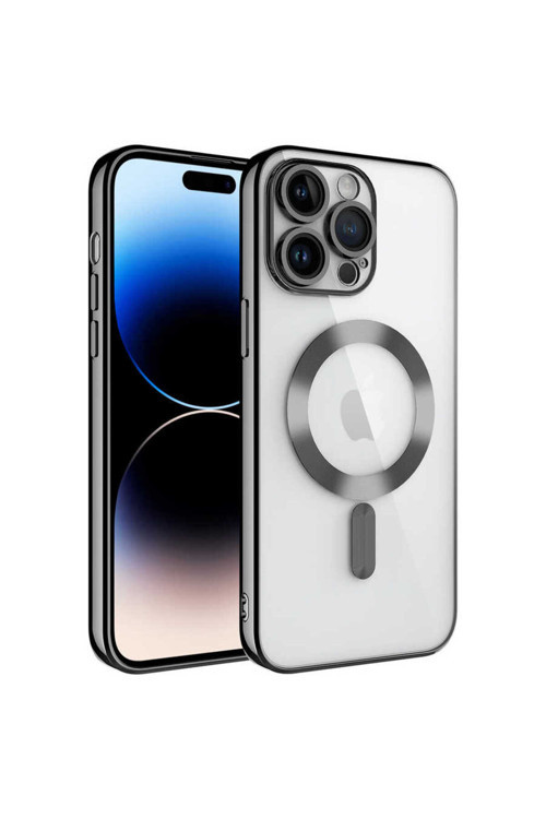 İphone 14 Pro Max Uyumlu Kamera Korumalı Magsafe Wireless Şarj Özellikli Klfs Demre Kılıf-Siya
