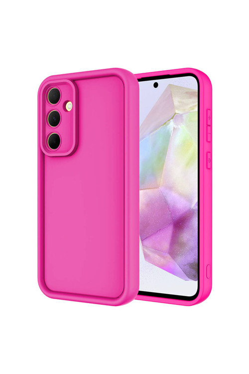 Galaxy A35 Kılıf Kamera Korumalı Klfs Ananas Kapak - Pembe Koyu