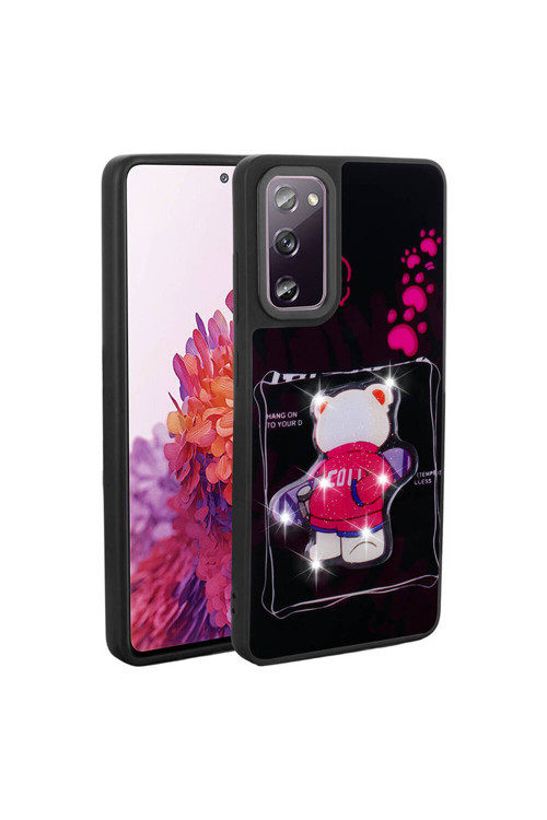Galaxy S20 Fe Kılıf Parlayan Kabartmalı İkonik Figürlü Klfs Amas Silikon Kapak - Siyah