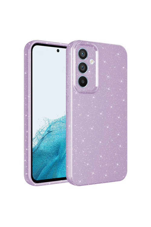 Galaxy S24 Fe Kılıf Kamera Korumalı Simli Lüks Klfs Koton Kapak - Lila