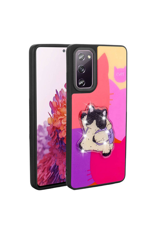 Galaxy S20 Fe Kılıf Parlayan Kabartmalı İkonik Figürlü Klfs Amas Silikon Kapak - Mor