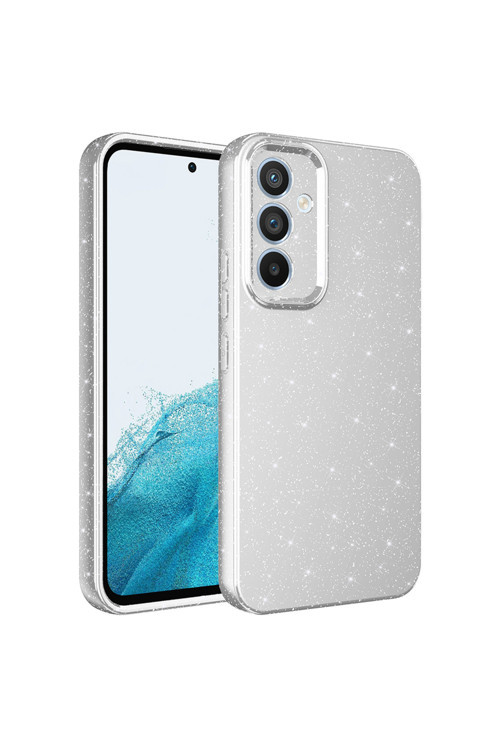 Galaxy S24 Fe Kılıf Kamera Korumalı Simli Lüks Klfs Koton Kapak - Gümüş