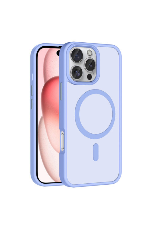 İphone 16 Pro Kılıf Magsafe Şarj Özellikli Mat Arka Yüzey Klfs Sio Kapak - Lila