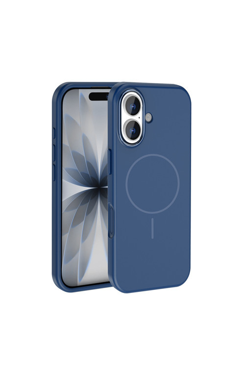 İphone 17 Kılıf M-Safe Şarj Özellikli Metal Kamera Çerçeveli Klfs Edi Silikon Kapak - Lacivert
