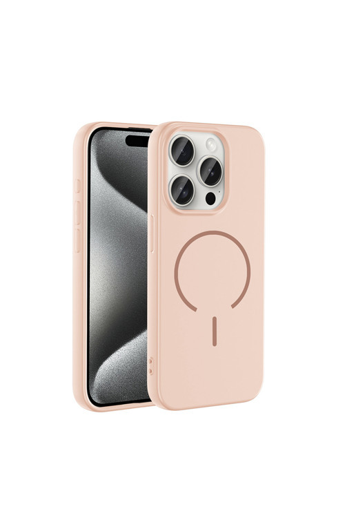 İphone 15 Pro Kılıf M-Safe Şarj Özellikli Klfs Meta Kapak - Rose Pembe