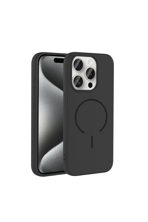 İphone 15 Pro Kılıf M-Safe Şarj Özellikli Klfs Meta Kapak - Siyah