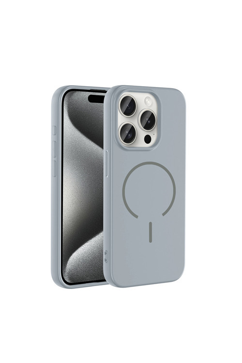 İphone 15 Pro Kılıf M-Safe Şarj Özellikli Klfs Meta Kapak - Titanyum-Gri