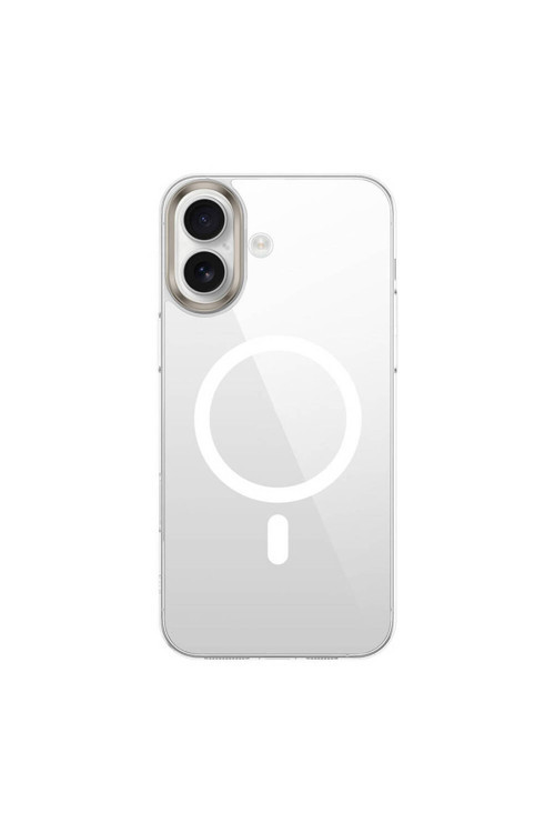 Apple İphone 16 Kılıf Magsafe Şarj Özellikli Şeffaf Cam Arka Yüzey Klfs G-Glass Kapak-Şeffaf