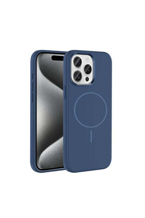 İphone 15 Pro Max Kılıf M-Safe Şarj Özellikli Metal Kamera Çerçeveli Klfs Edi Silikon Kapak - Lacive