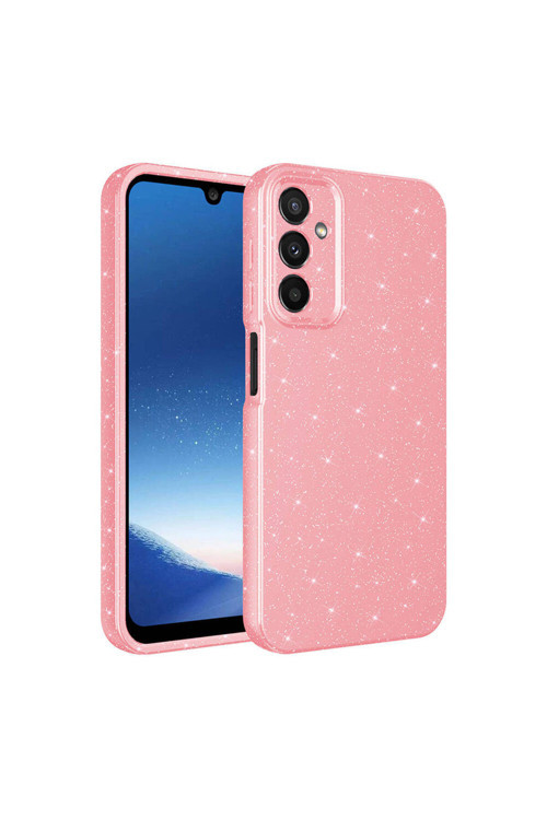 Galaxy A15 Kılıf Kamera Korumalı Simli Lüks Klfs Koton Kapak - Pembe